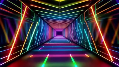 Futuristic Neon Tunnel Loop with Glowing Colorful Lines