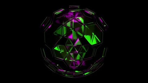 Abstract Futuristic Faceted Sphere Animation