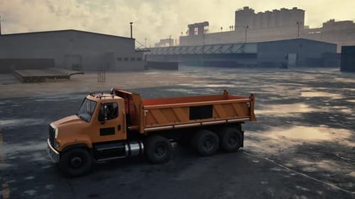 Dump Truck Parked in Parking Lot