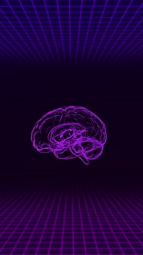 Cerebro giratorio con estructura alámbrica en el mundo digital