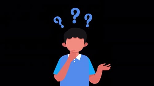 Animated Illustration of a Thinking Person with Question Marks