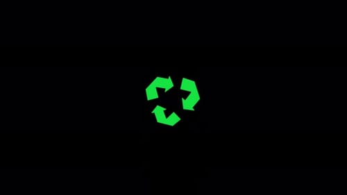 Animated Green Recycling Symbol in Flat Design Style