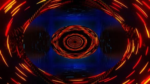 Red And Orange With Blue Sci-Fi Portal Tunnel Background Vj Loop In HD