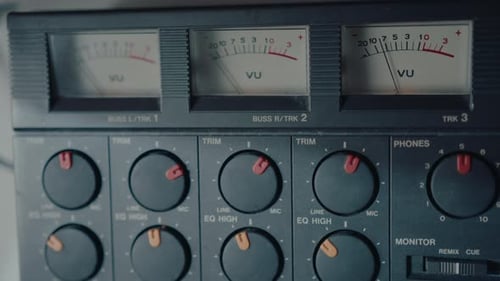 Male Hand Using Vintage Multitrack Cassette Recorder for Making Music