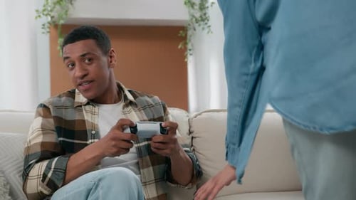 African American Guy Addict Video Game Man Play Console Playing Videogame Addiction Ignore