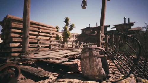 Rustic Old West Town Slow Camera Pan