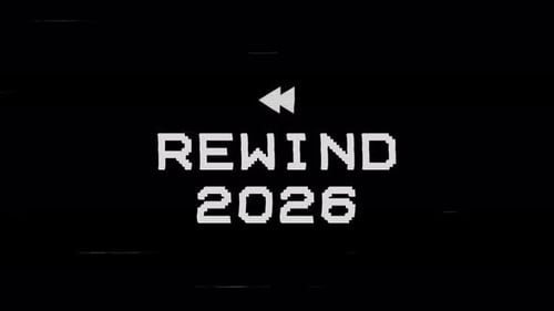 Animated Rewind 2026 Text with Retro Glitch Effect
