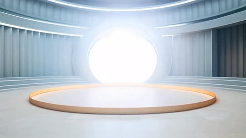 Futuristic Virtual Stage with Bright Light Reveal Animation