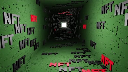 Flying Through Abstract NFT Digital Tunnel Animation