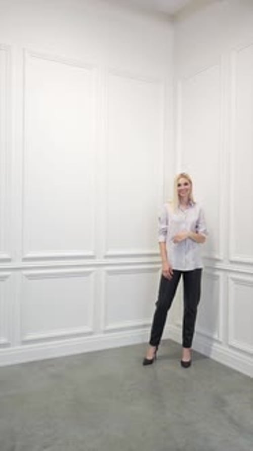 Woman Posing in Studio With Modern Decor