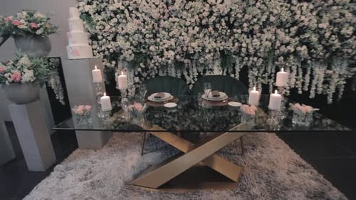 Elegant Wedding Reception Table Decoration with Flowers