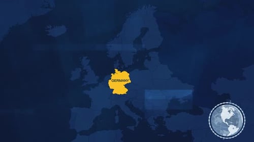 Futuristic Digital Map Animation Highlighting Germany for Corporate News