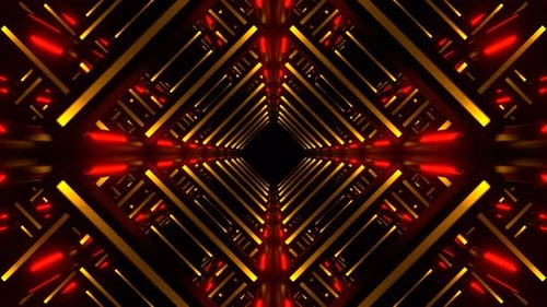 Red And Yellow Movement Through Neon Frame Background Vj Loop In 4K