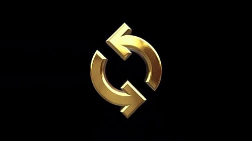 Golden 3D Rotating Refresh Recycle Symbol
