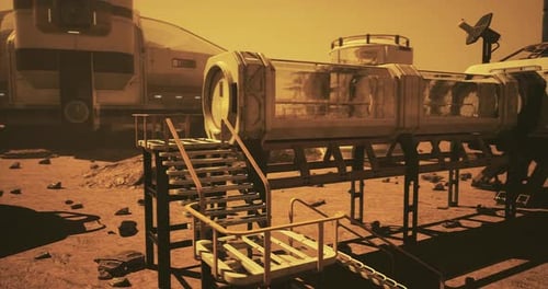 3D Animation of a Futuristic Space Colony on a Barren Planet