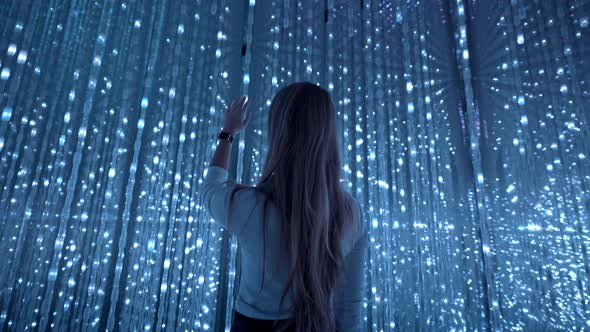 Woman Gazing at Lights in TeamLab Planets Tokyo, Holidays Stock Footage ...