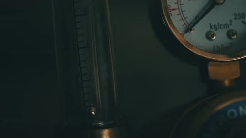 Close-Up of Pressure Gauge and Measuring Tube