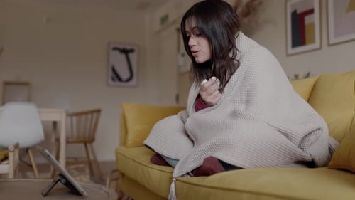 Woman Using Telemedicine Service Feeling Unwell