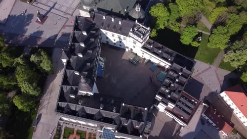 AERIAL Top Down View of the Palace of the Grand Dukes of Lithuania in Vilnius Old Town