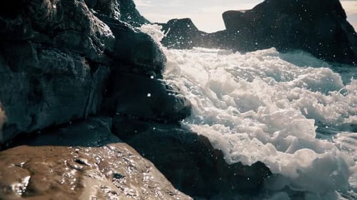 Sea Wave Splashing on the Rock