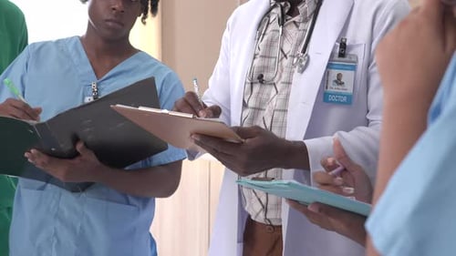 Close up of doctor write on clipboard in the ward, Healthcare professionals