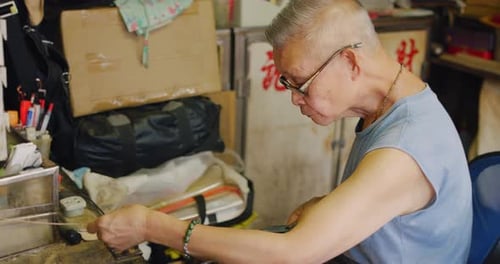 A Bird Cage Artisan, Working, A Master In Making Hand Made Bird Cage In Hong Kong. Note: Chinese ...