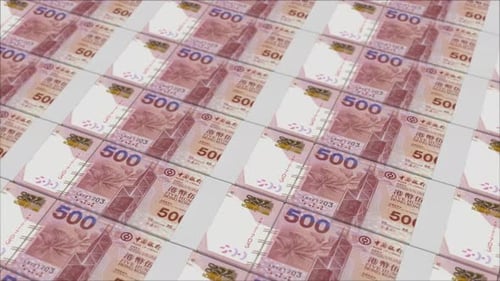 500 HONG KONG DOLLAR banknotes printed by a money press