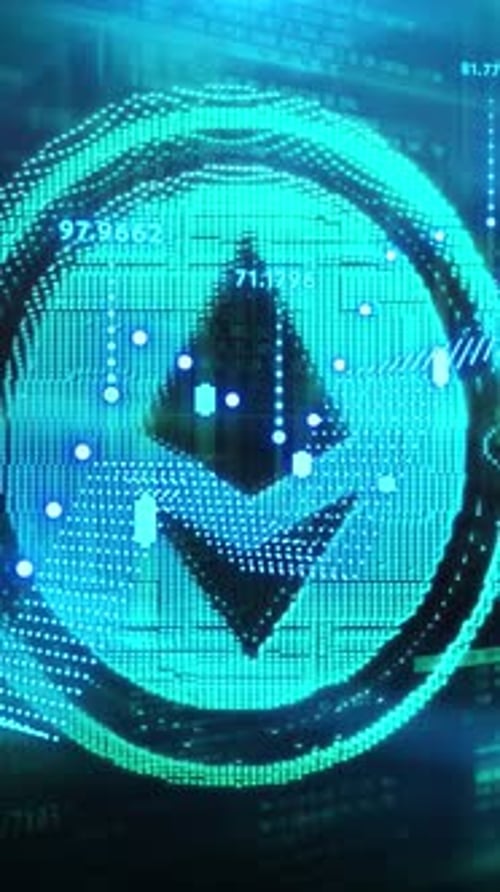 Ethereum Cryptocurrency Icon on Digital Space Background