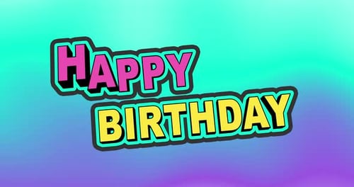 Happy Birthday 3D Festive Animation Happy Birthday Loop Text or Lettering Animation on Gradient