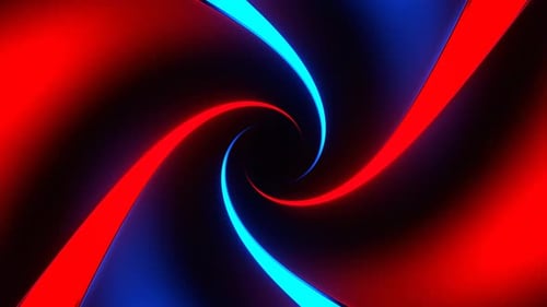 Red And Blue Reverse Spiral Neon Tunnel Background Vj Loop In 4K
