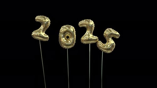 Golden Foil Balloon Numbers New Year Reveal