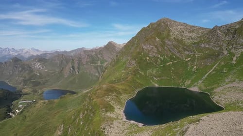 Beautiful mountain scenery with lake during autumn in switzerland