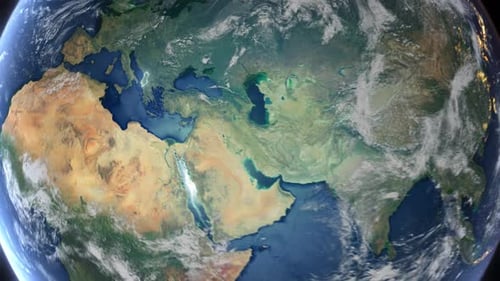 Realistic Earth Orbit and Zoom Glowing Borders Albania