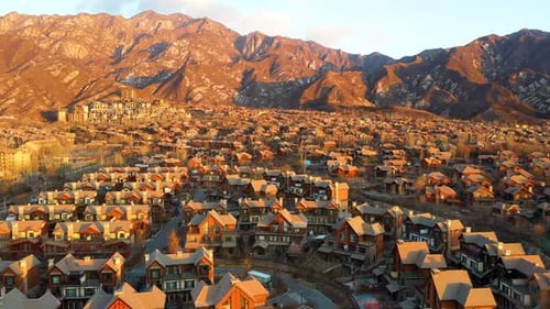 Aerial view of the charming Jackson Hole replica near Beijing, China.