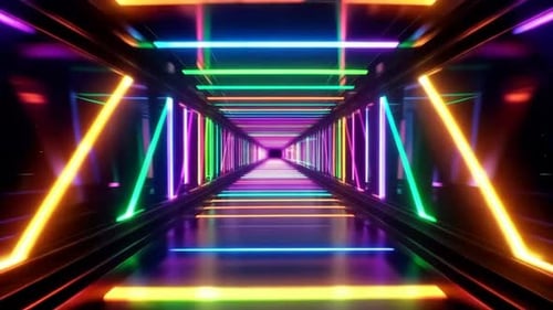 Futuristic Neon Light Tunnel Abstract Motion Graphics
