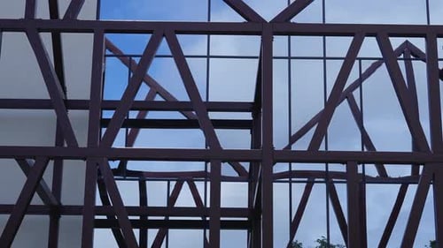 Nice building with structural steel and glazed time lapse. Boss looking Building in Silute Lithuania