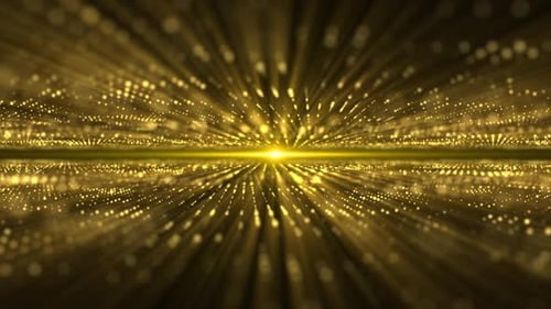 Futuristic Golden Particle Grid Tunnel Loop