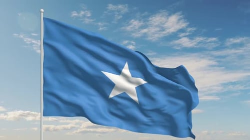 Waving Somalia Flag Animation in Blue Sky