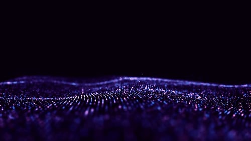 Big data visualization. The musical stream of sounds.Abstract background with interweaving of dots