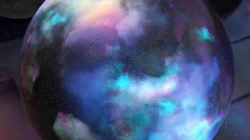 Universe Close Up The Camera Zooms Out and Shows Many Space Objects in the Shape of a Ball