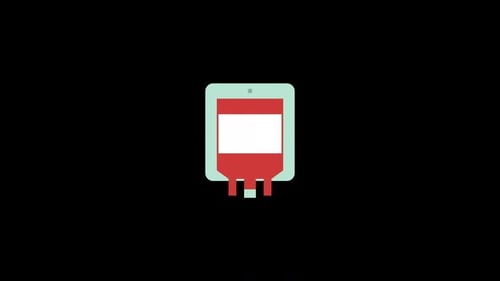 Flat Design Animated Blood Bag with Medical Data
