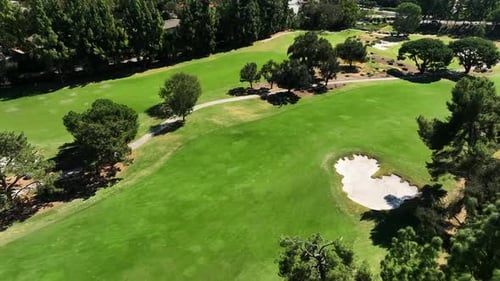 Reveal shot of a golf course.