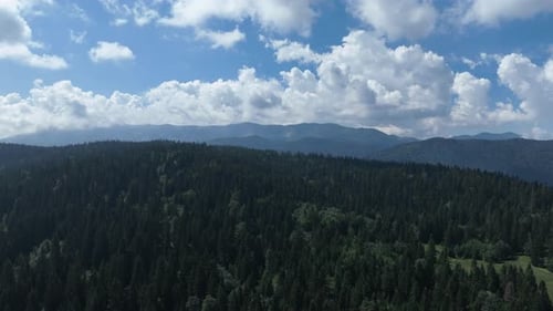 Cinematic Breathtaking Aerial Flying Through the White Fluffy Clouds High in the Heavenly Sky with