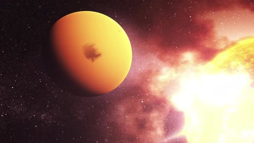 Alien planet dying by heat of the sun