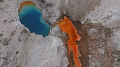 Hydrothermal Area of Great Fountain Geyser in Yellowstone National Park in Wyoming USA