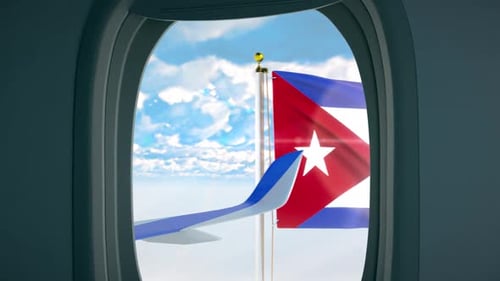 Cuban Flag Waving Animation from Airplane Window