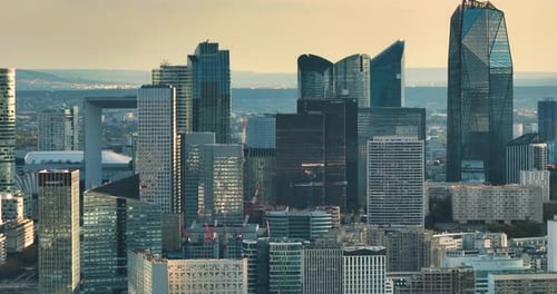 Establishing Shot of the Streets of Paris in the Summer Drone Shot of French Streets are Full of