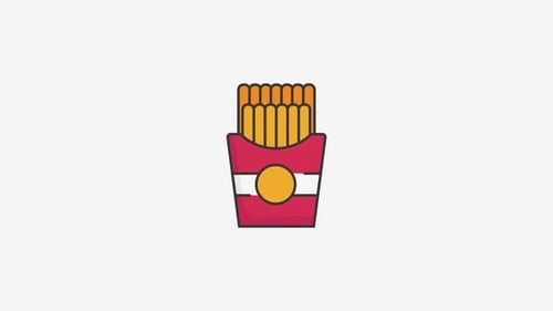 Animated French Fries Icon with Bobbing Motion