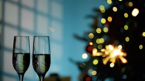 Festive Champagne Toast by Christmas Tree Sparkler