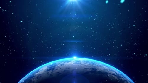 Planet Earth From Space with Twinkling Stars and Blue Light